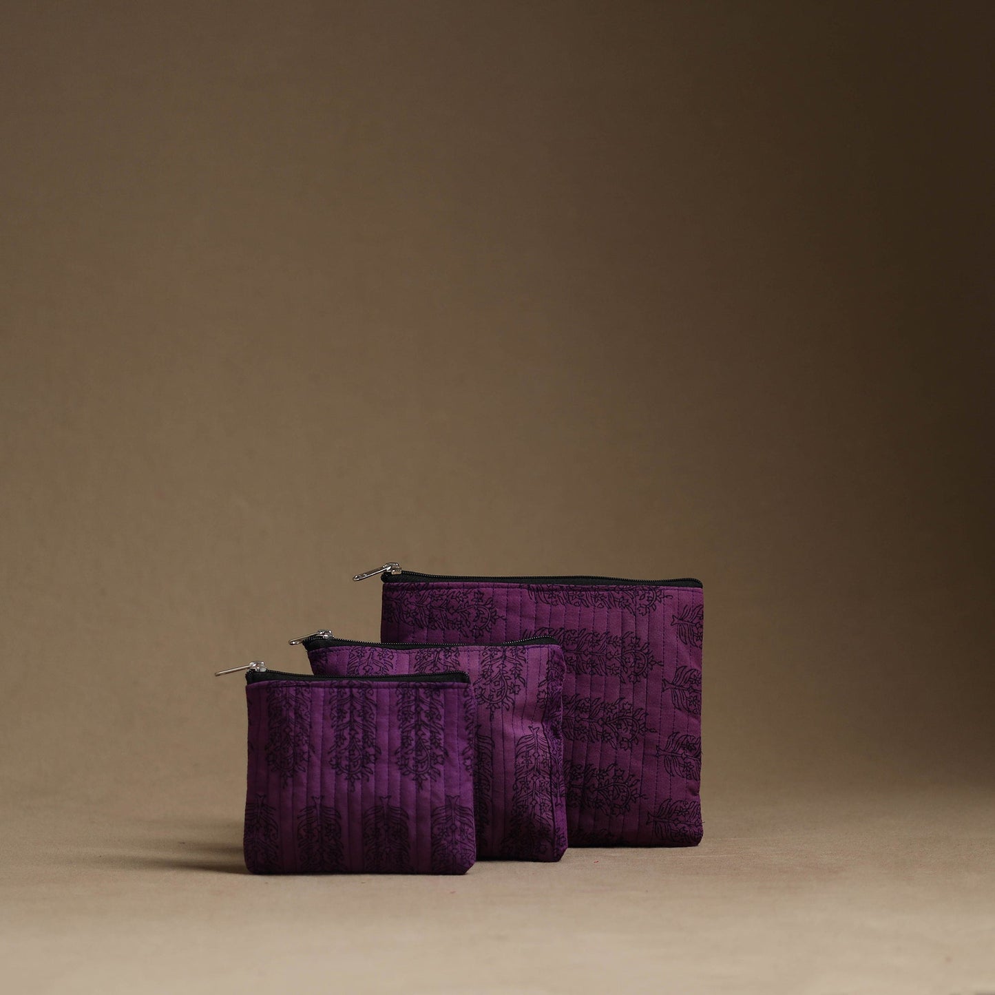 Purple - handmade cotton multipurpose utility pouches (set