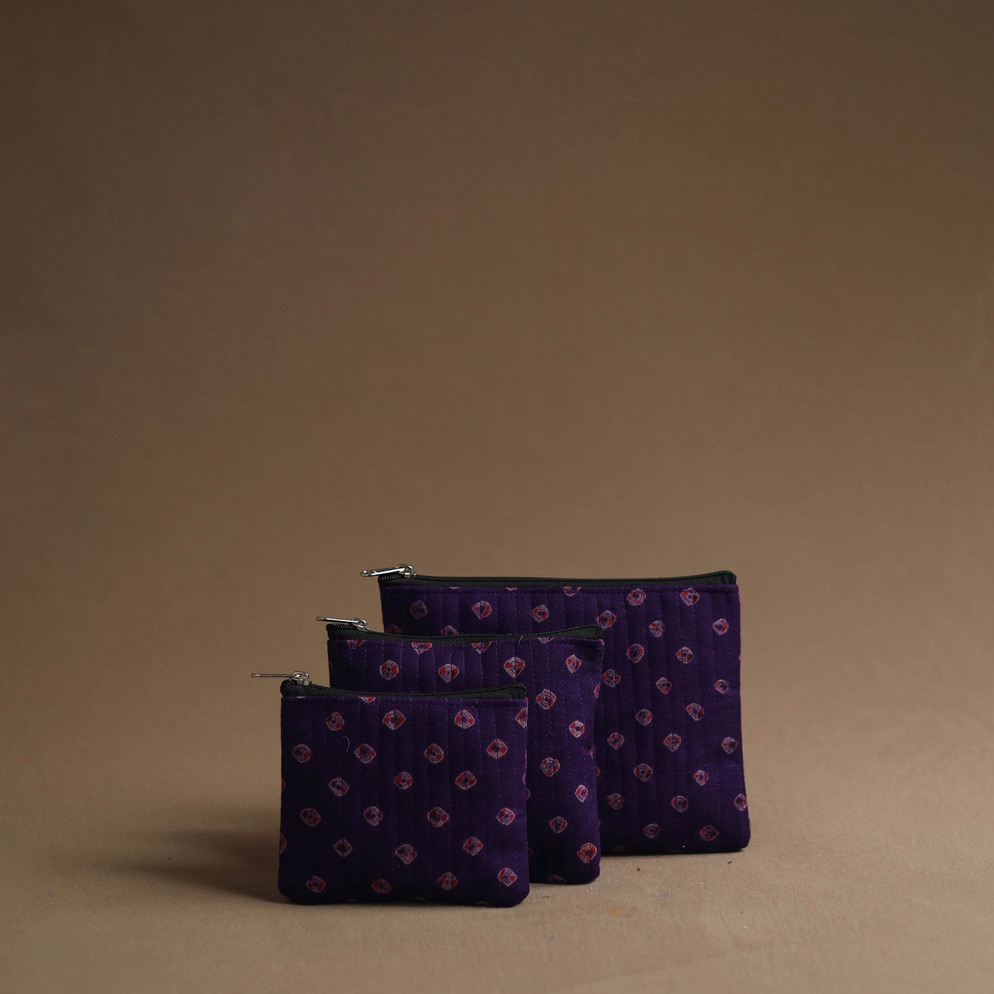 Purple - handmade cotton multipurpose utility pouches (set