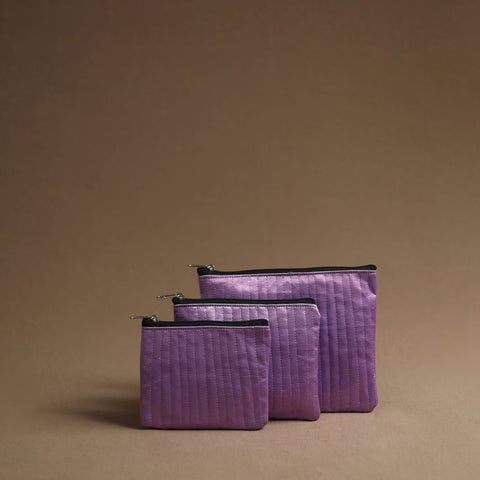 Purple - handmade cotton multipurpose utility pouches (set