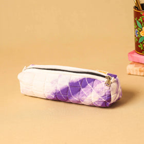 Purple - handmade cotton quilted pencil pouch 05
