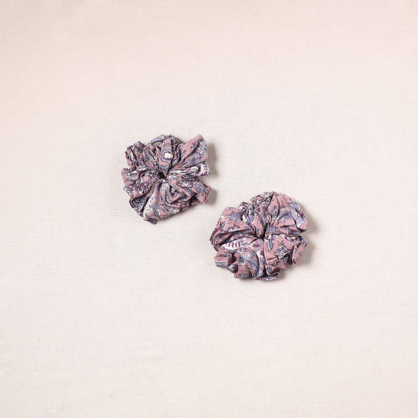 Purple - handmade cotton rubber bands/scrunchies (set of 2)