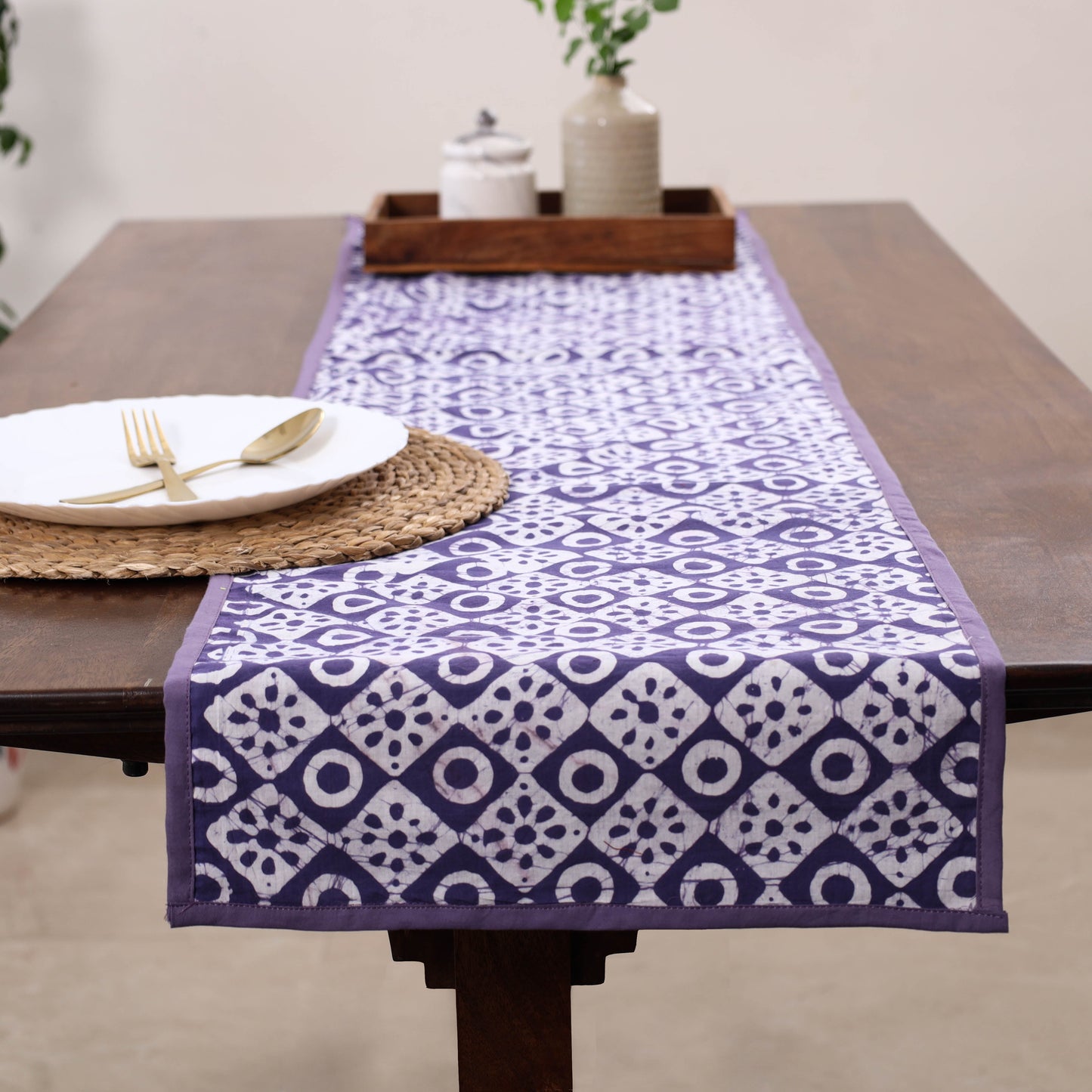 Purple Handmade Cotton Table Runner