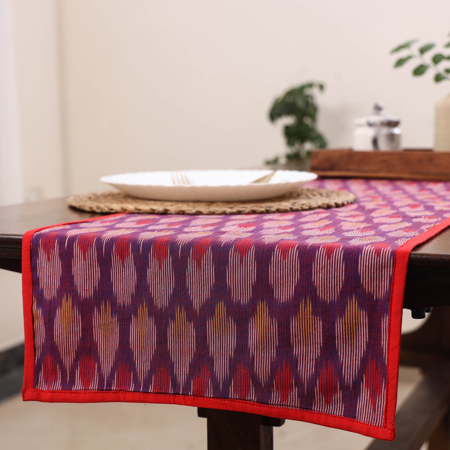 Purple Handmade Cotton Table Runner