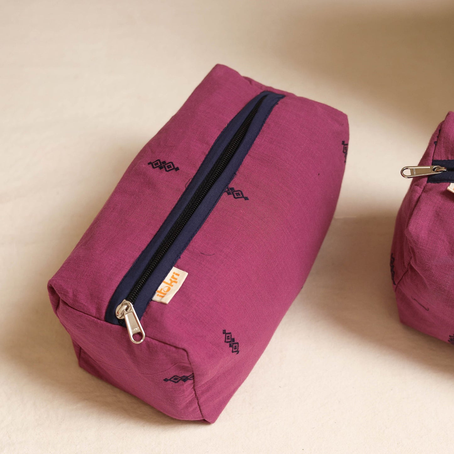 Purple - handmade cotton toiletry bags (set of 3) 04