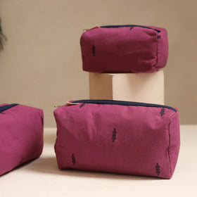 Purple - handmade cotton toiletry bags (set of 3) 04