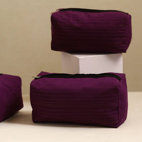  Purple Handmade Cotton Toiletry Bags (Set of 3)