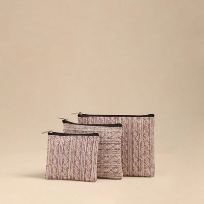  Purple Handmade Cotton Utility Pouches (Set of 3)