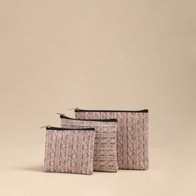  Purple Handmade Cotton Utility Pouches (Set of 3)