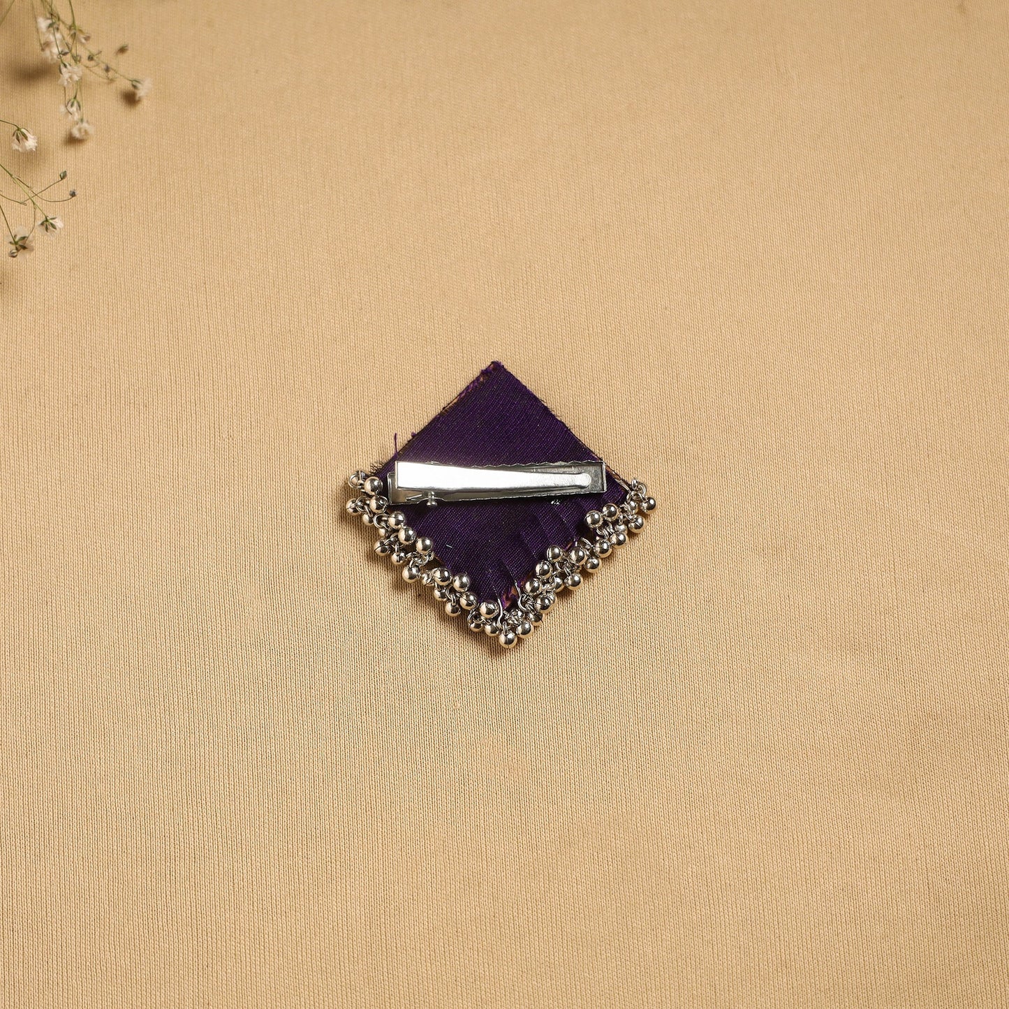 Handmade fabart ghungroo work hair clip 03 - handcrafted