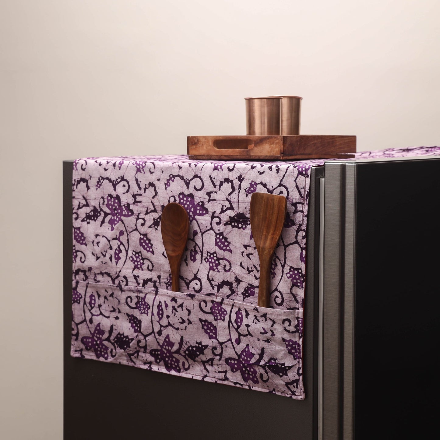 Handmade fridge top cover with multiple pockets 48