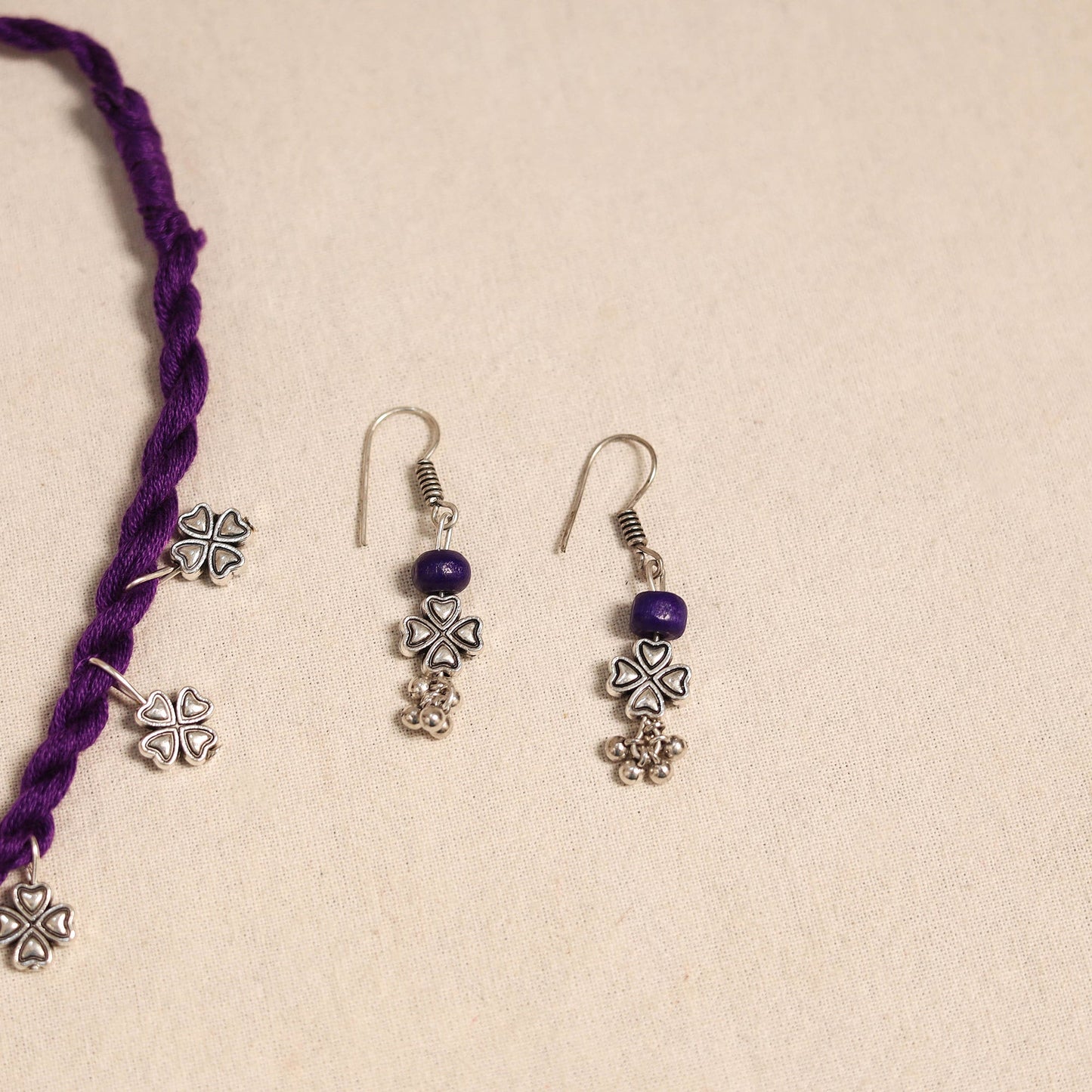Purple - handmade german silver necklace set 06