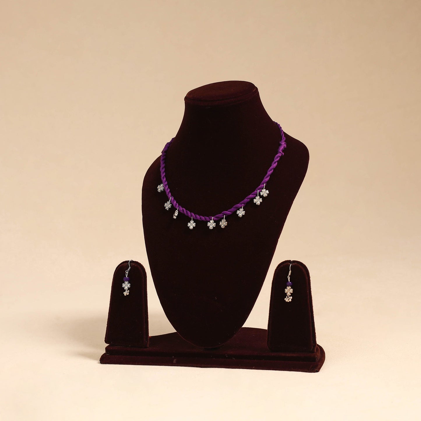 Purple - handmade german silver necklace set 06