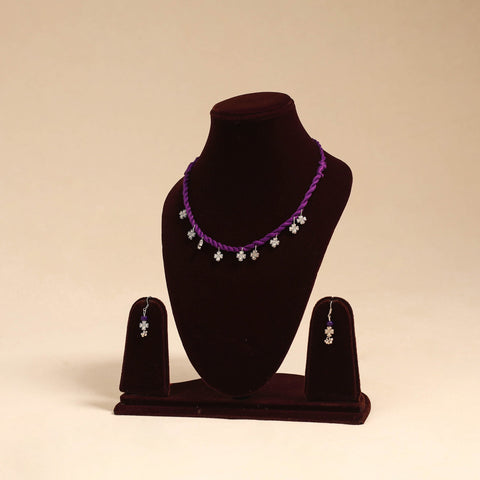 Purple - handmade german silver necklace set 06
