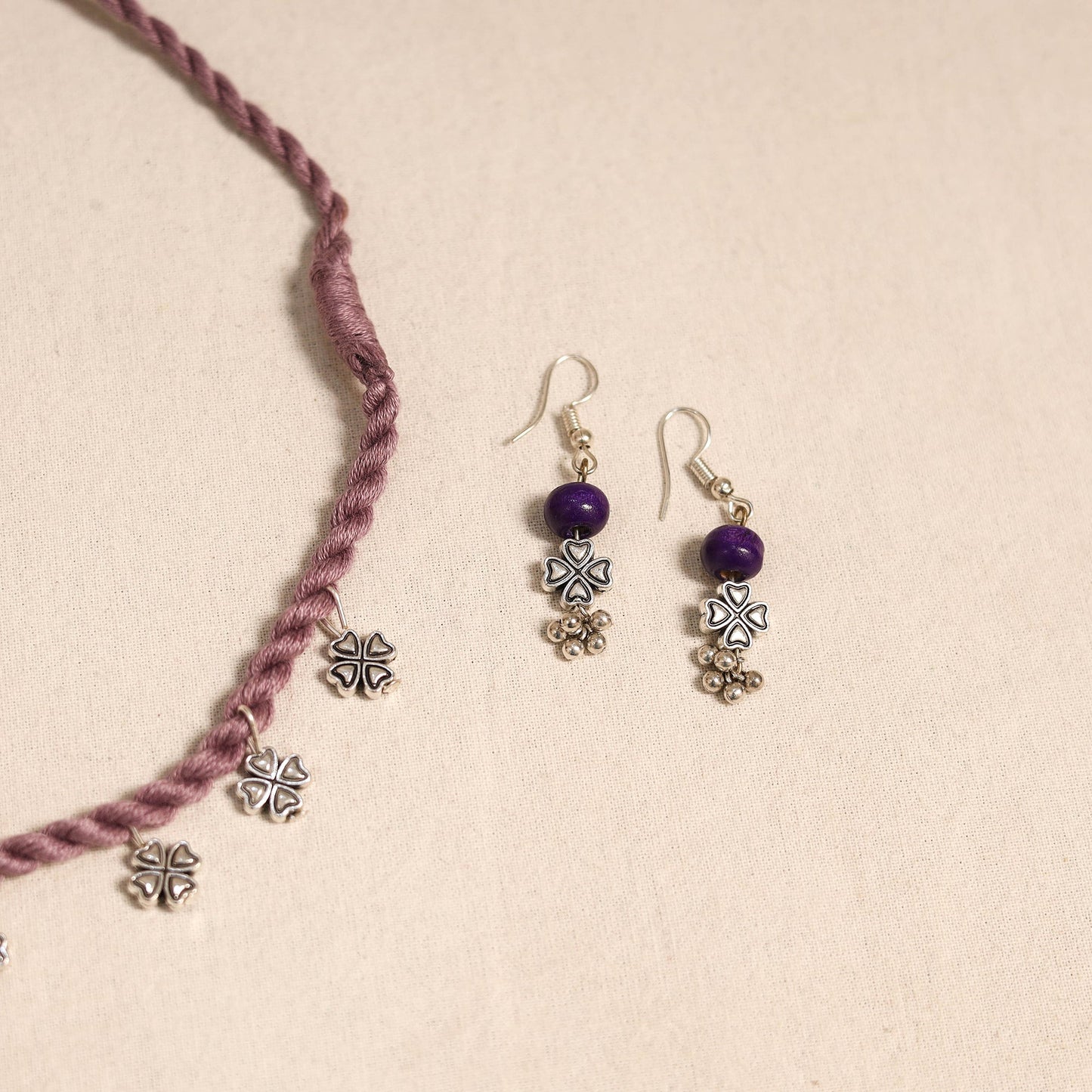 Purple - handmade german silver necklace set 10