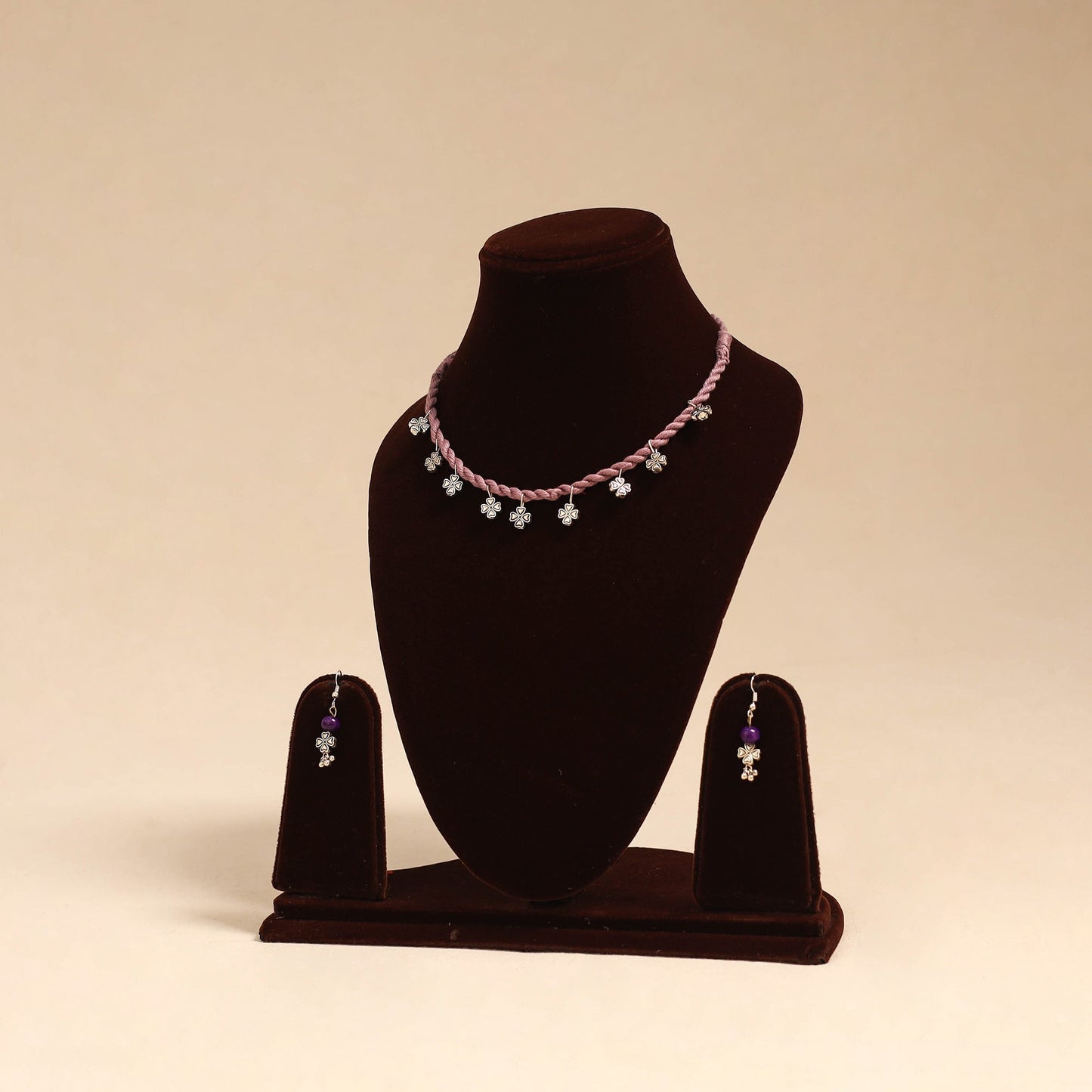 Purple - handmade german silver necklace set 10