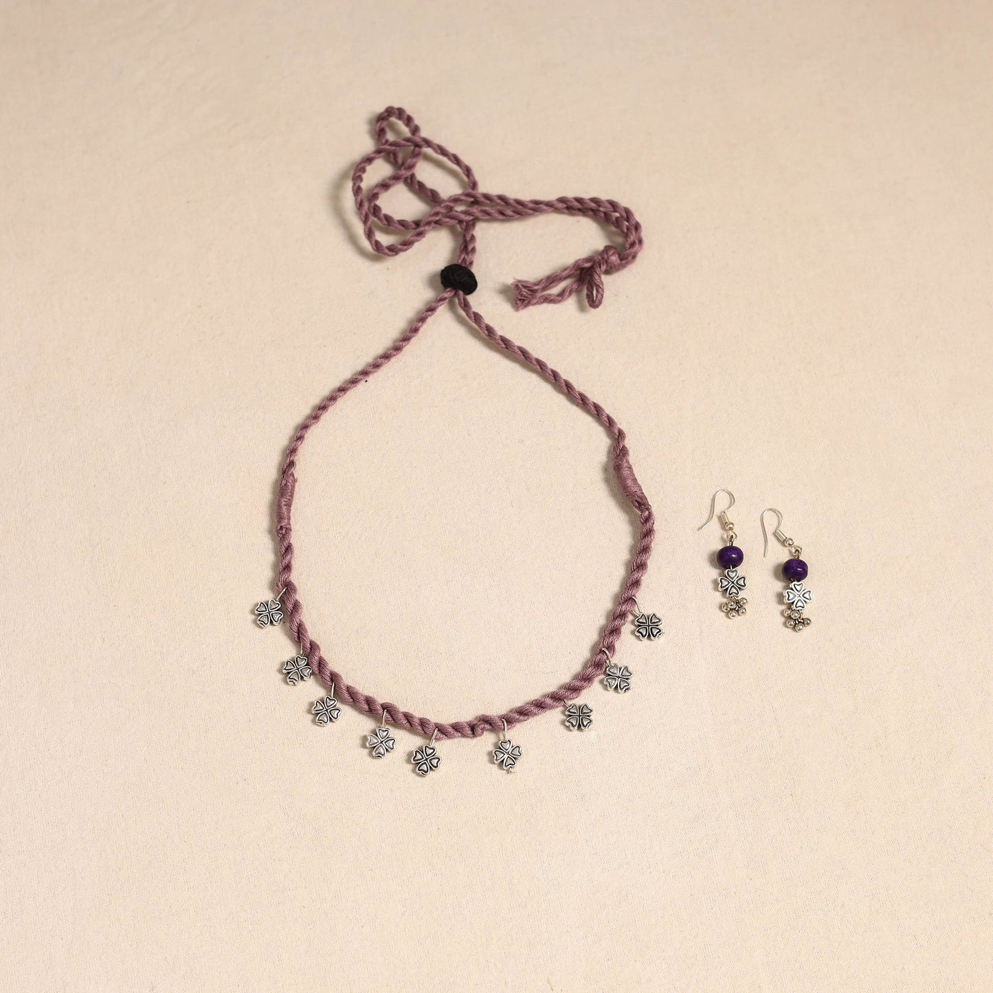 Purple - handmade german silver necklace set 10