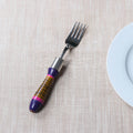 Purple Handmade Kutch Lacquered Wooden Handle Steel Fork