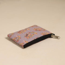  Purple Handmade Quilted Cotton Coin Pouch 
