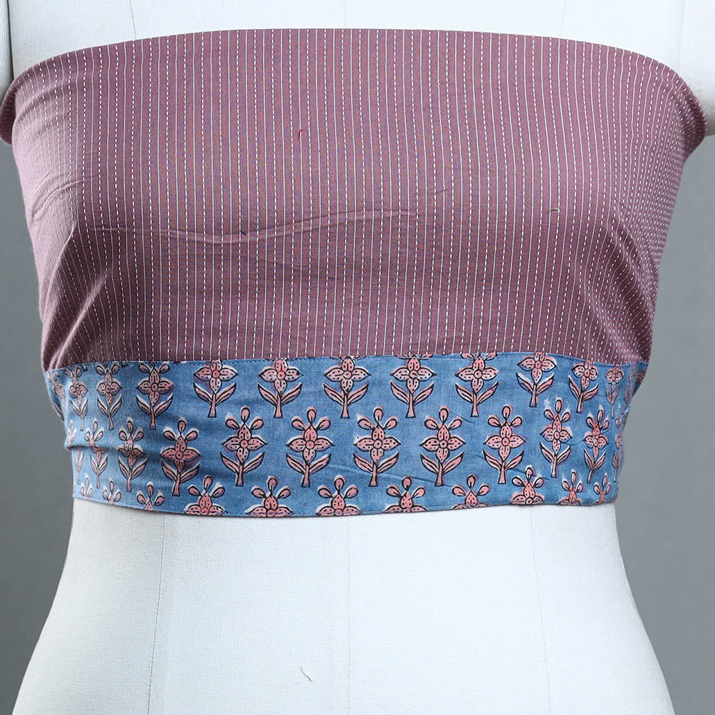 Buy Handmade Running Stitch Plain Cotton Blouse Piece