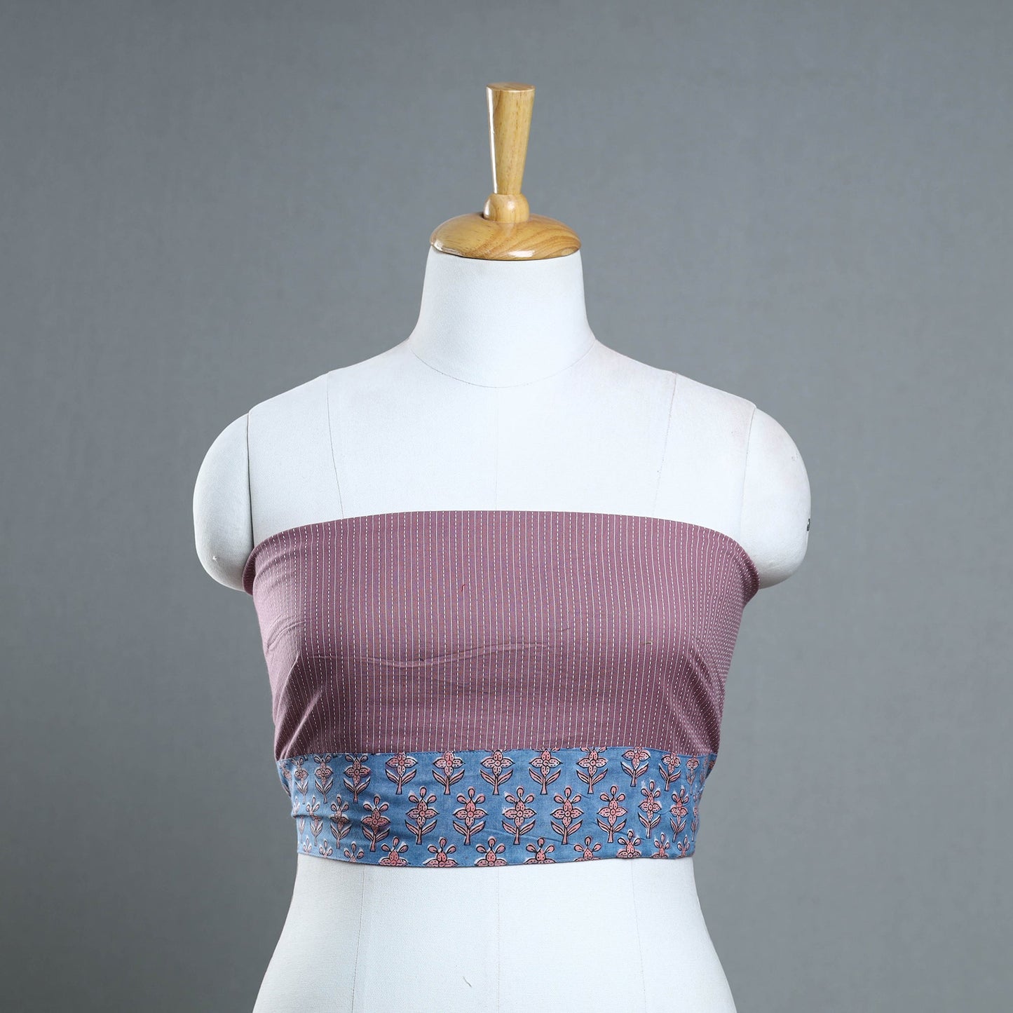 Buy Handmade Running Stitch Plain Cotton Blouse Piece