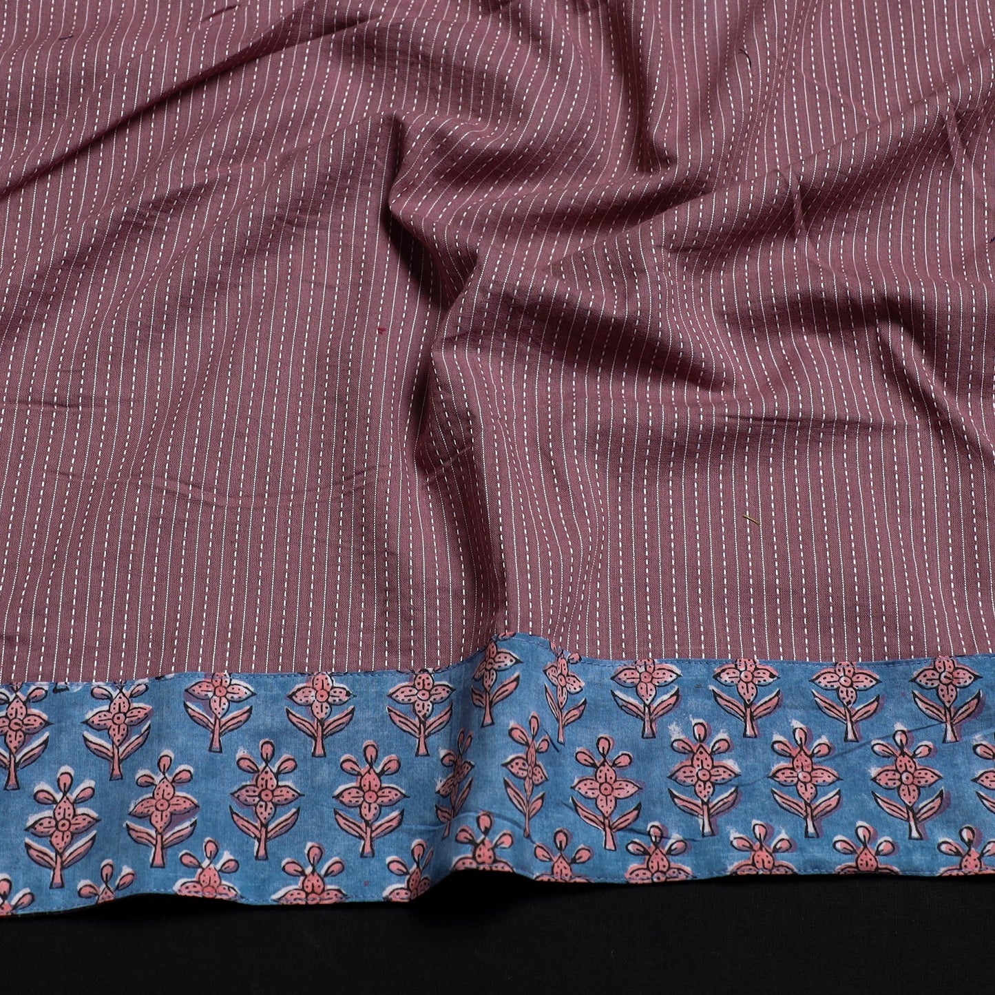 Buy Handmade Running Stitch Plain Cotton Blouse Piece