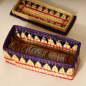  Handmade Sikki Grass Purple Multipurpose Utility Box 
