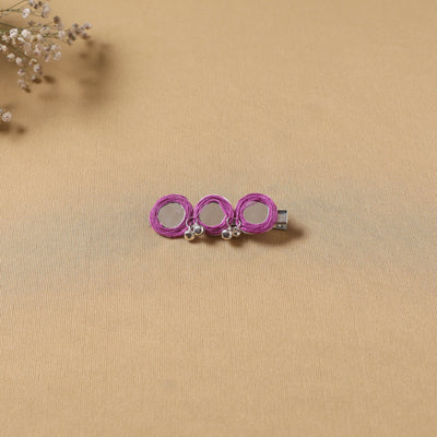 Handmade thread mirror work hair clip 04 - handcrafted
