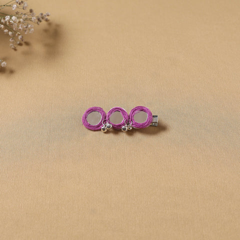 Handmade thread mirror work hair clip 04 - handcrafted