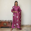 Handpainted Chanderi Silk Kurta Set with Palazzo & Dupatta