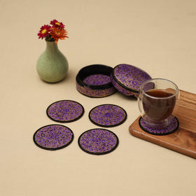 Purple - handpainted paper mache coaster with box (set