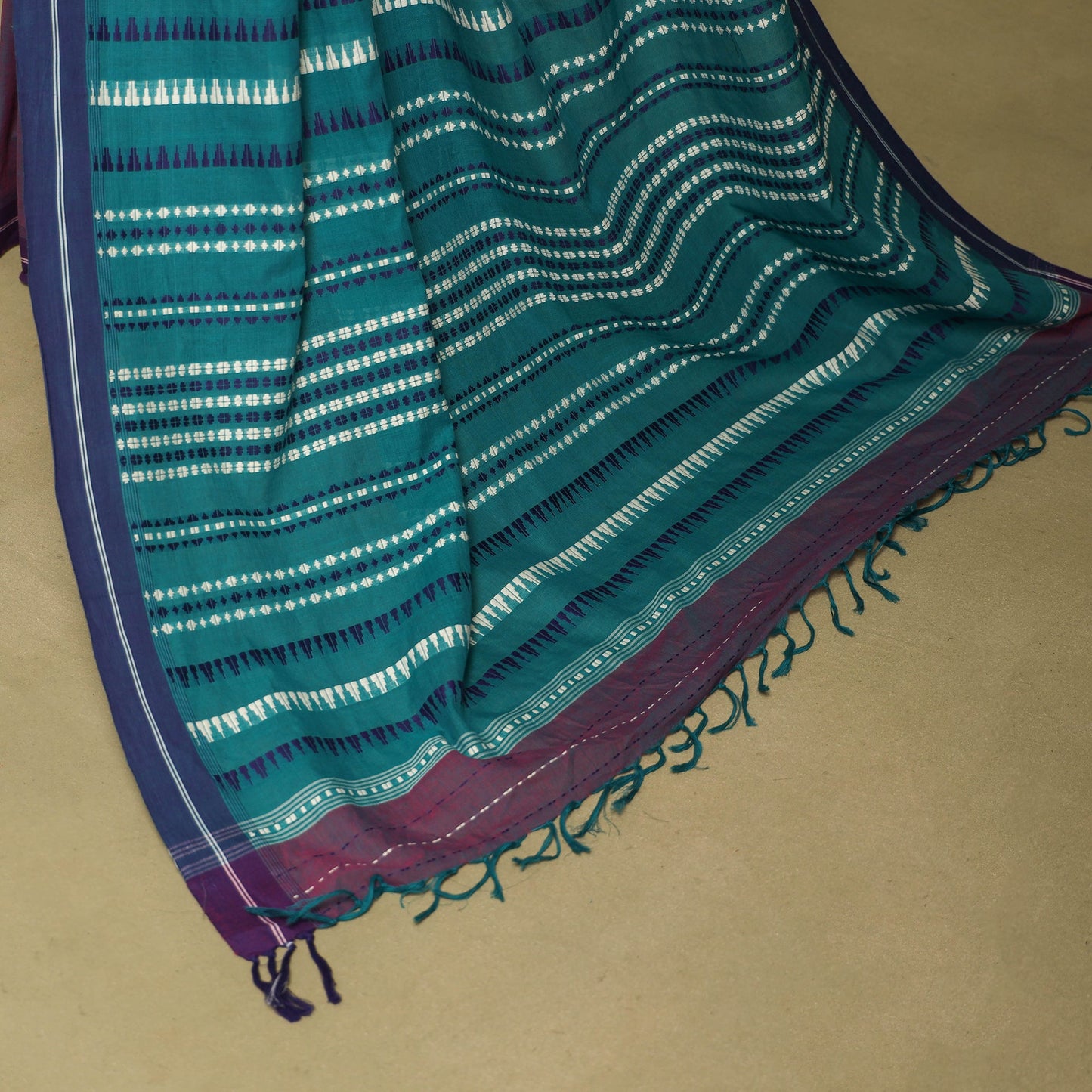 Purple - handwoven cotton begumpuri saree 13 - handcrafted