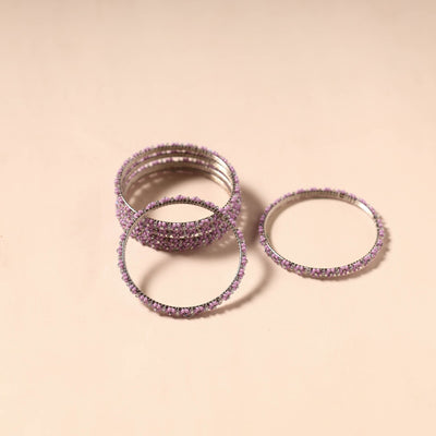 Purple - hapur flower beadwork bangles by aagaz (set of 6)