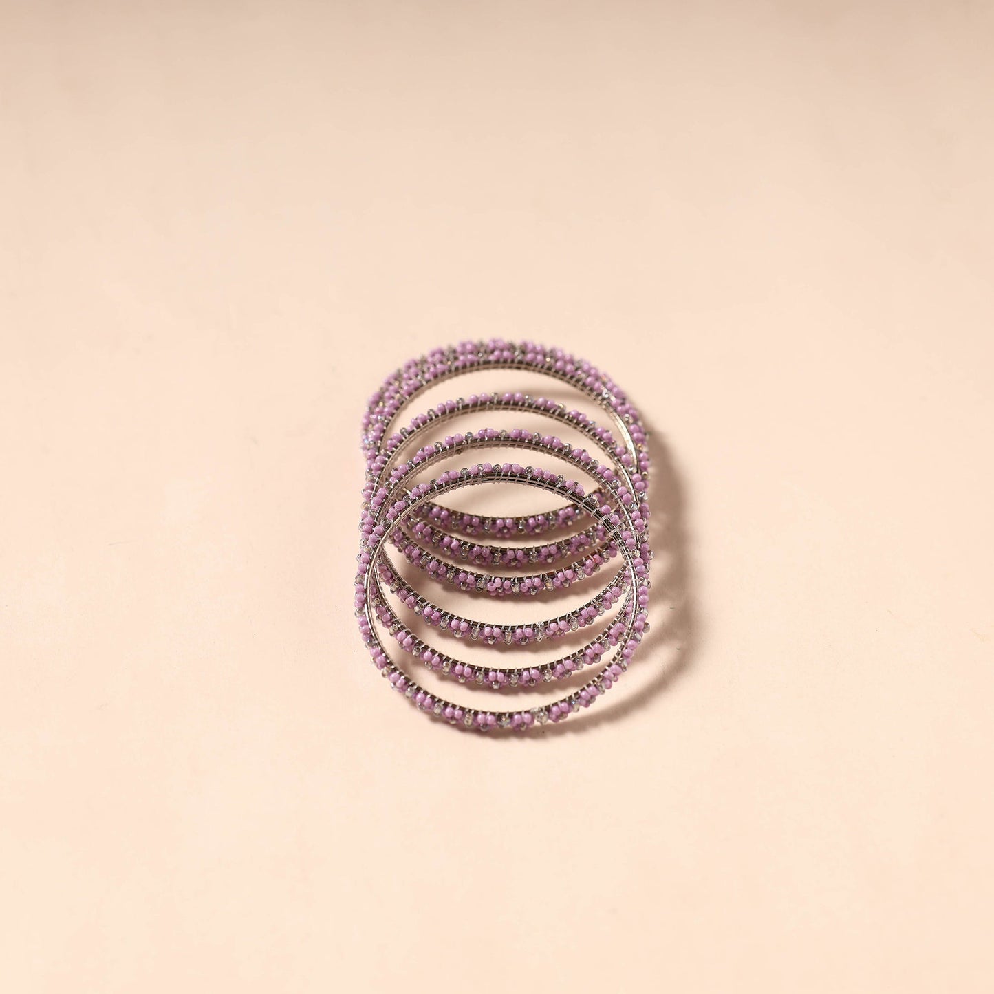 Purple - hapur flower beadwork bangles by aagaz (set of 6)