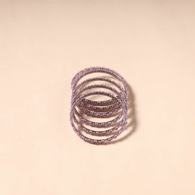Purple - hapur flower beadwork bangles by aagaz (set of 6)