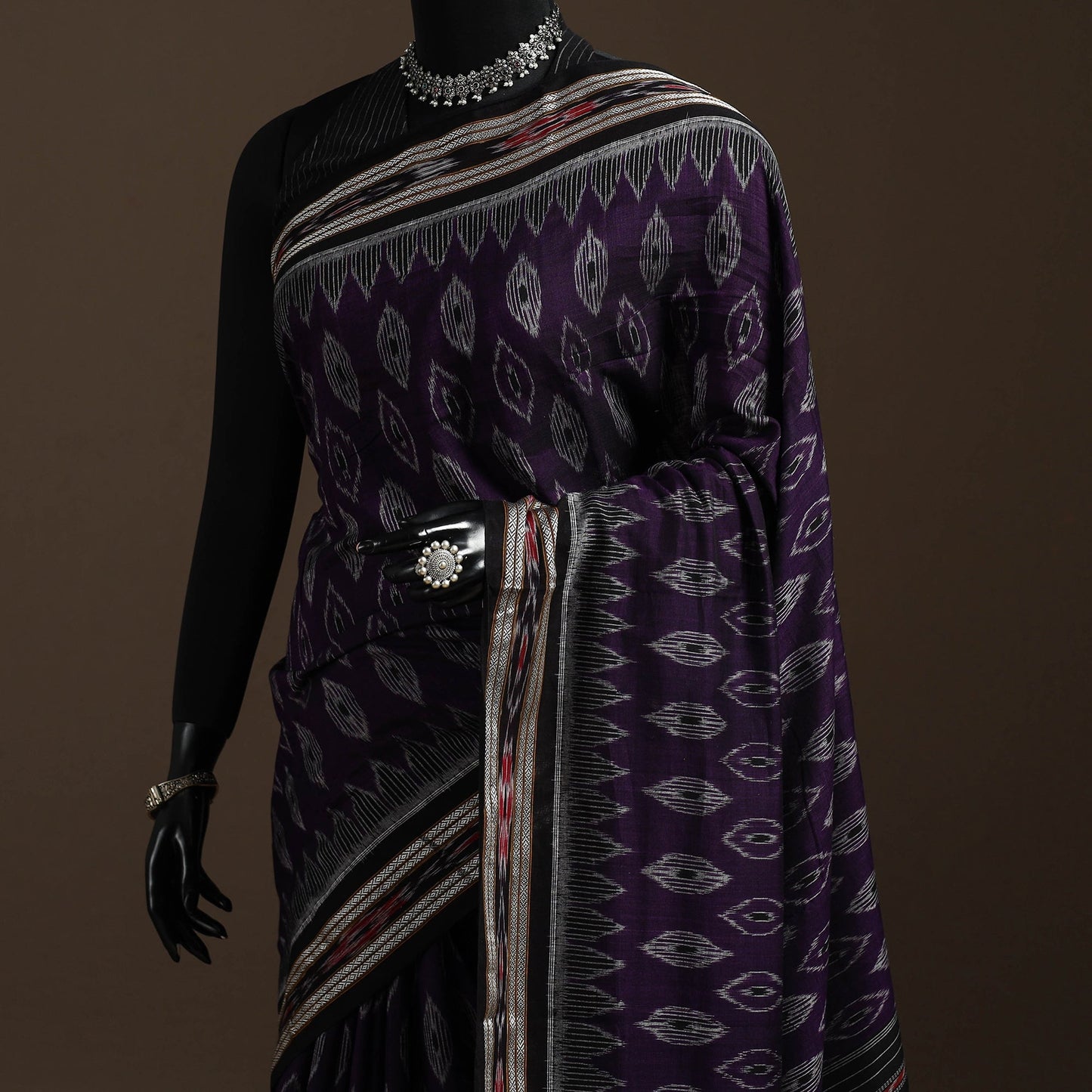 Ikat handloom cotton sambalpuri saree 15 - handcrafted