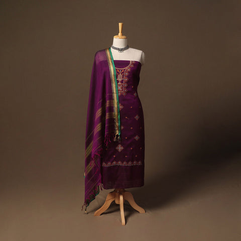 Ilkal kasuti embroidery cotton 3pc unstitched dress