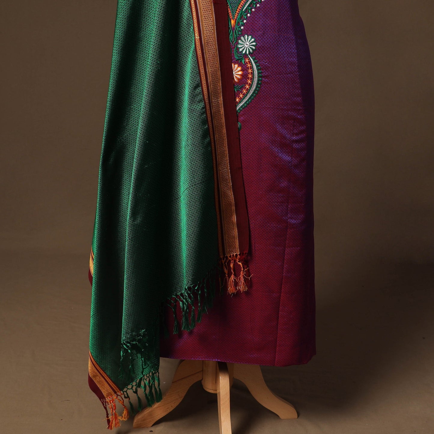 Ilkal kasuti embroidery khun silk 2pc unstitched dress
