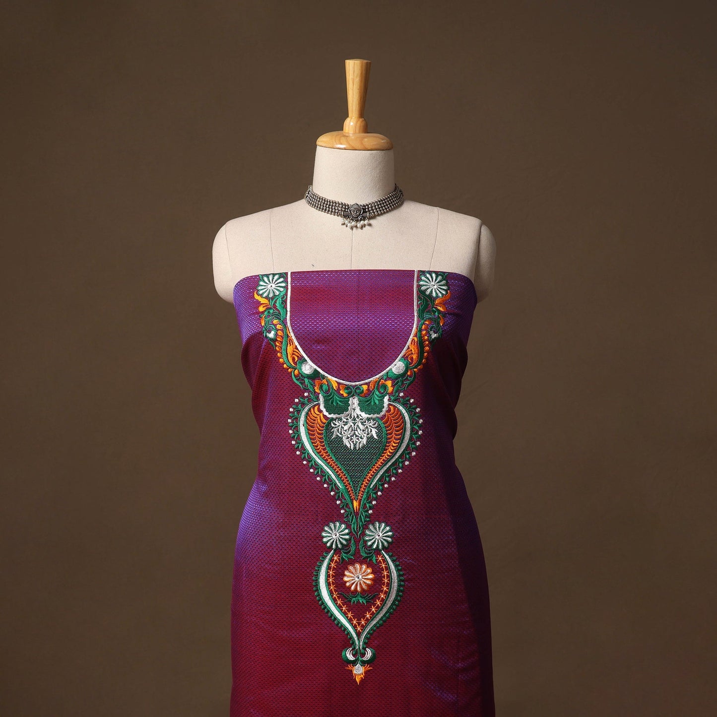 Ilkal kasuti embroidery khun silk 2pc unstitched dress