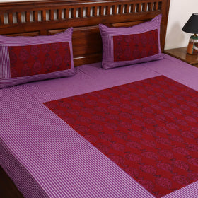 Jacquard with bagh patch cotton bedsheet set 06