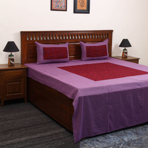 Jacquard with bagh patch cotton bedsheet set 06