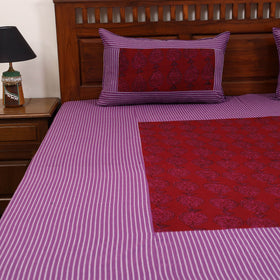 Jacquard with bagh patch cotton bedsheet set 06