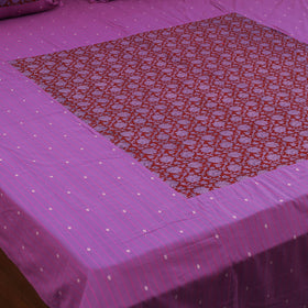 Purple - jacquard with bagh patch cotton bedsheet set 14