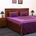 Purple - jacquard with bagh patch cotton bedsheet set 14