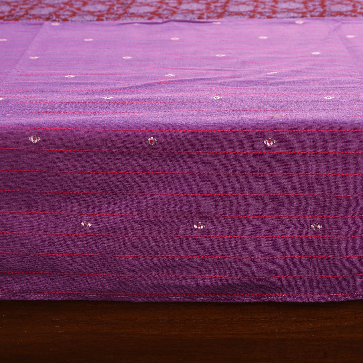 Purple - jacquard with bagh patch cotton bedsheet set 14