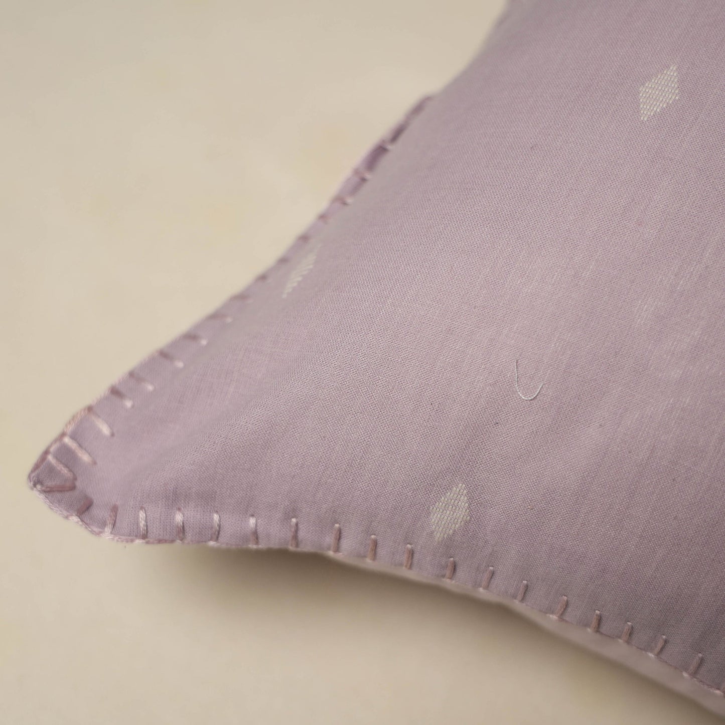 Purple Jacquard Cotton Hand Embroidery Cushion Cover (16 x 16 in) 07