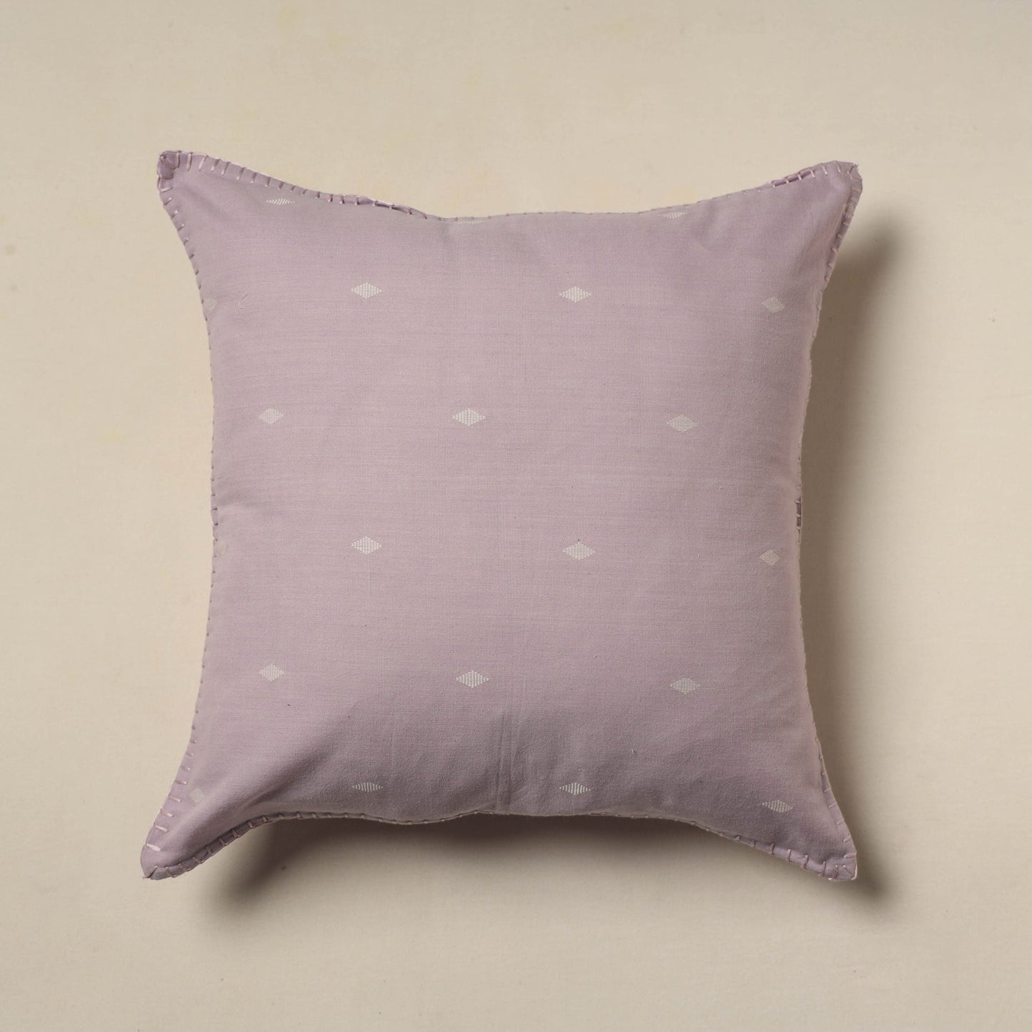 Purple Jacquard Cotton Hand Embroidery Cushion Cover (16 x 16 in) 07