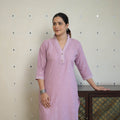 Purple - jacquard cotton straight kurta 02 - handcrafted