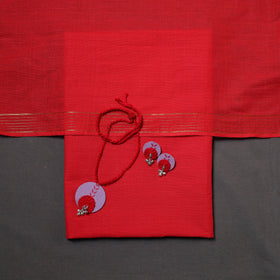 Purple Jacquard Cotton Dress Material with Jewellery Set