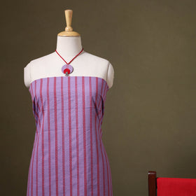 Purple Jacquard Cotton Dress Material with Jewellery Set