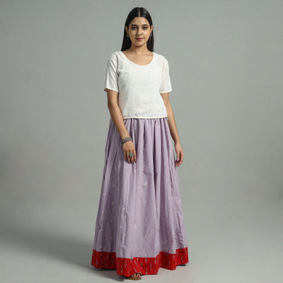 Purple Jacquard Patchwork 24 Kali Cotton Long Skirt